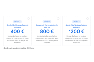Google Ads Werbeguthaben bis zu 1.200 €