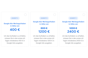 Google Ads Werbeguthaben bis zu 2400 €