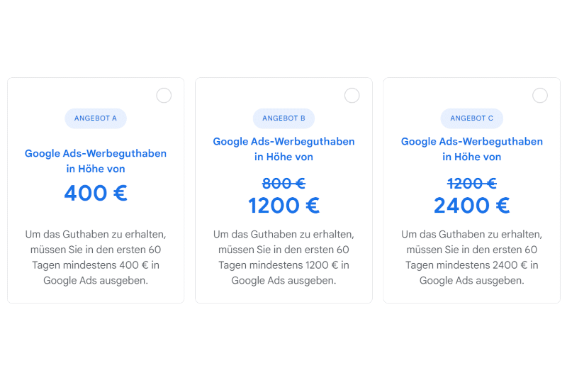 Google Ads Werbeguthaben bis zu 2400 €